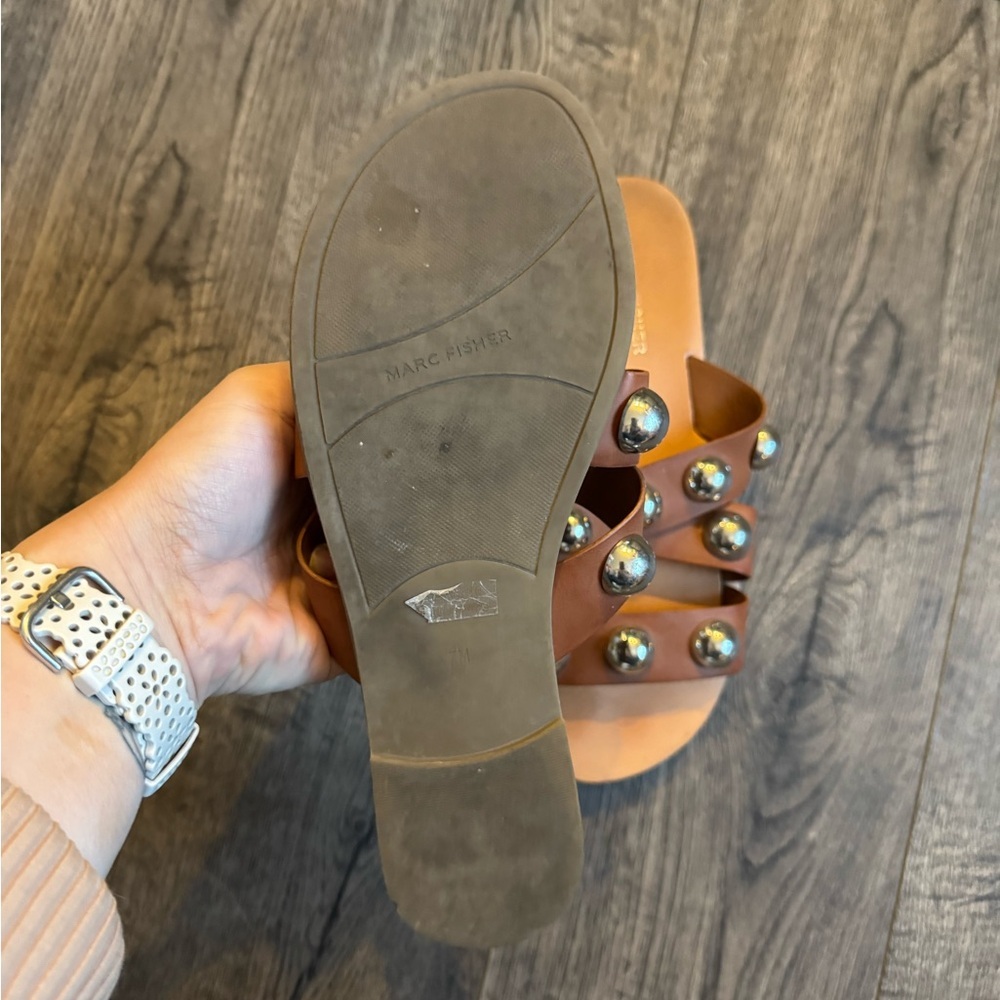 Marc Fisher Bryte Slide Sandals In Camel - image 4